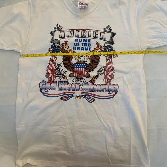 VTG God Bless America Men's T-Shirt Medium Eagle Flag Graphic Single Stitch - Picture 5 of 8